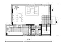 Architektenhaus Pultdach Grundriss EG